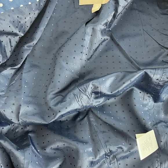 Banana Republic Blazer Womens XS Navy Blue White Polka Dot Linen Cotton Jacket - Picture 5 of 8